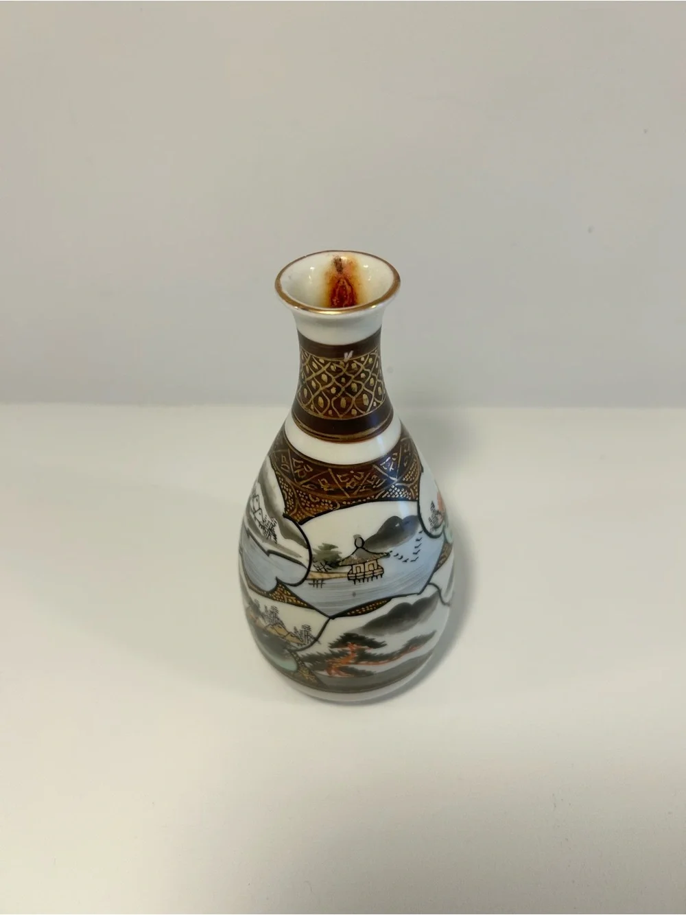 Vintage Japanese Hand Painted Porcelain Kutani Style Vase Gold Gilt Decor 6